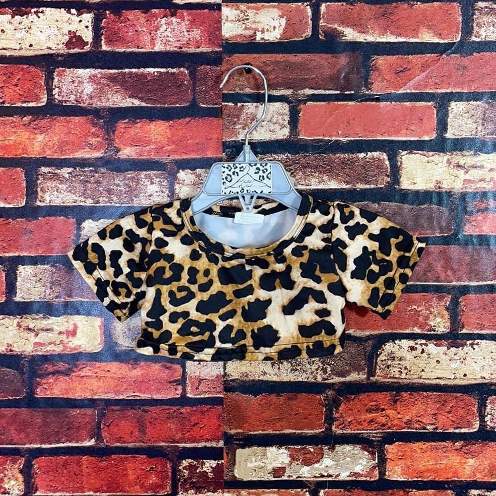 5 for $25🔥6-12M‎ Cheetah Print Baby Girl Cropped T-Shirt